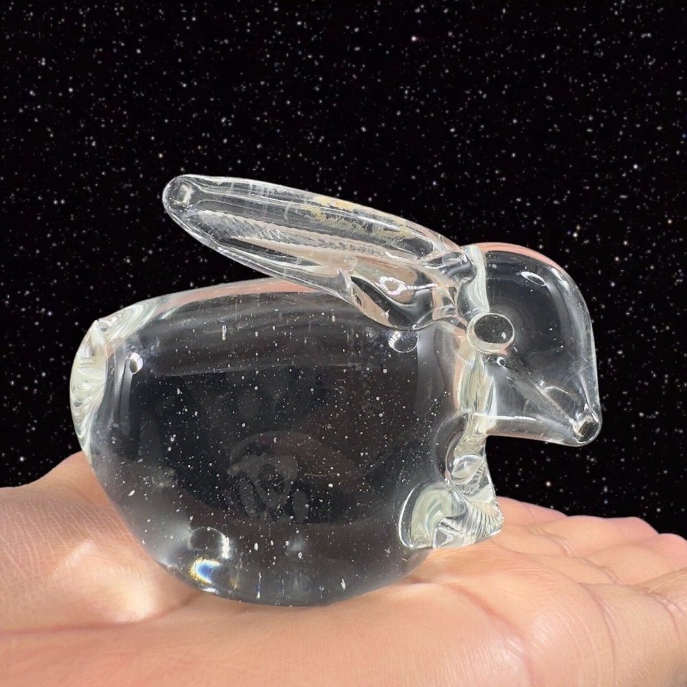 Whimsical Clear Art Glass Bunny Rabbit Figurine Small House Decor Glass Figure - Picture 10 of 14